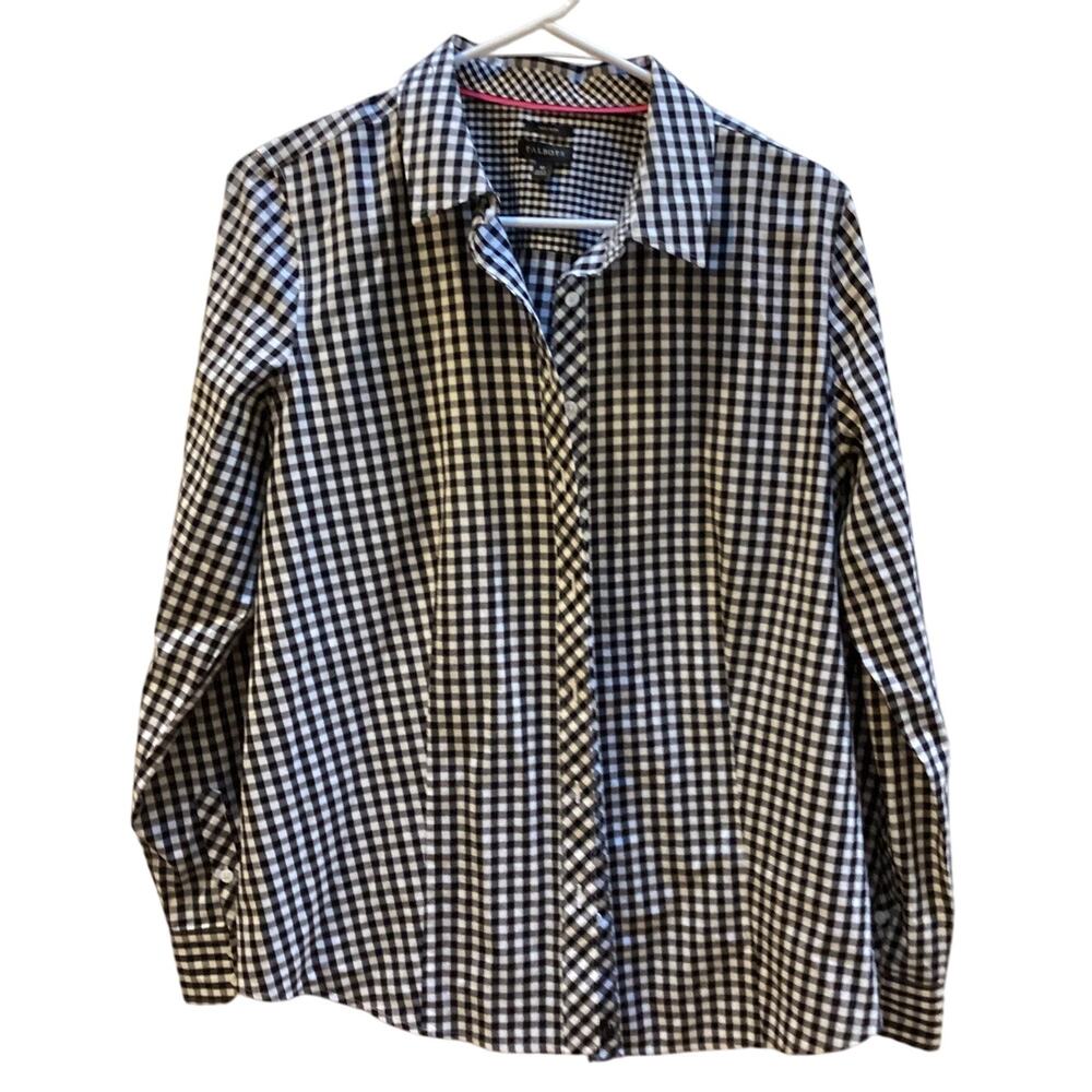Talbots Women - Size 10 - Long Sleeve - Black & White Gingham, No Iron EUC